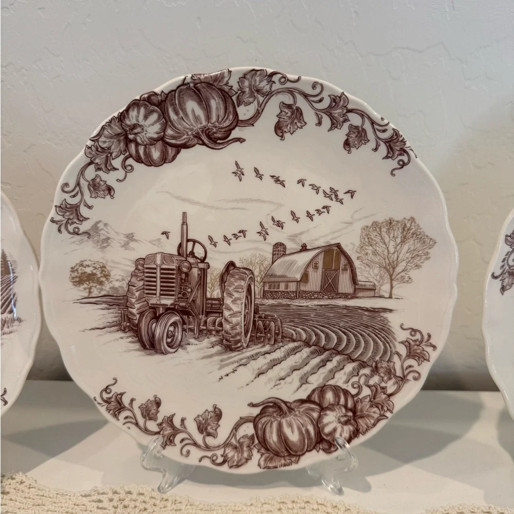 Pier 1 Harvest Village 9” Salad Plates – Set of 4, NIB